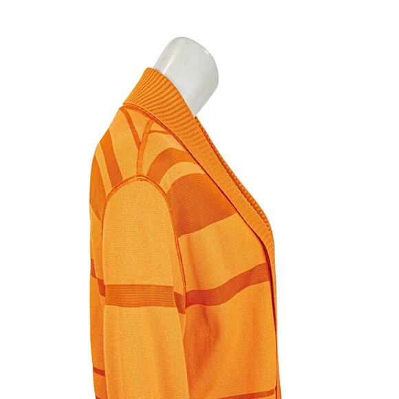 ST. JOHN Open Front Cardigan Sweater Orange Stripe Wool Blend Medium - Picture 9 of 11